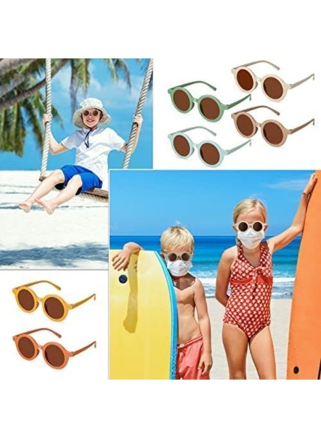 ChicAbode 8 Pairs Kids Sunglasses, Cute Round Retro Sunglasses, UV Protected Toddler Polarized Glasses, Kids Party Favors for Boys Girls Beach Party Beach Outdoor Sports, Age 3-10 - Image 4